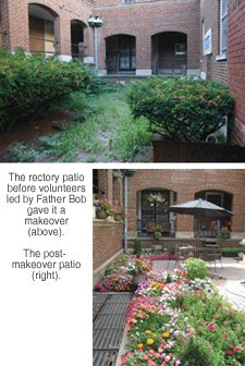 The rectory patio before and after renovations. The rectory patio before and after renovations.