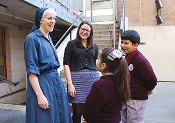 Vision 2016 Tomshack 3 Instruments of God for the sake of the poor Powers and LaSallian volunteer Samatha Hyland share a laugh with students