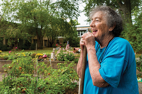 Vision 2017 Tomshack GNSH1 Gardens Sister Constance Welsh working in the garden