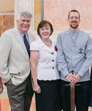 Vision 2017 Schlumpf 8 Brotherly advice Jordan with his parents at his final vows ceremony.