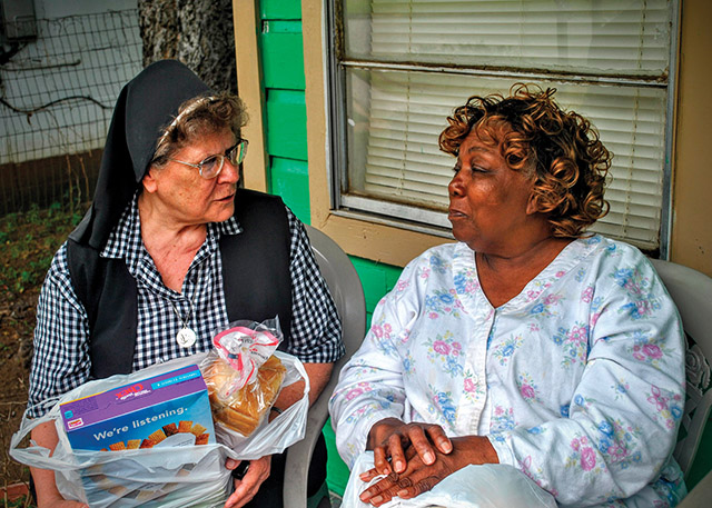 Vision 2019 Roche 4 See the Spirit in sisters Through a food bank program and low-income housing assistance, Sister Barbara Ann Lengvarsky, S.C.N. ministers to the poor in Montgomery, Alabama.