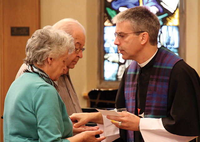 Vision 2020 Radcliffe 3 Secrets to being a happy priest Father Kermit Holl, O.S.C. offers the sacrament of Anointing of the Sick.