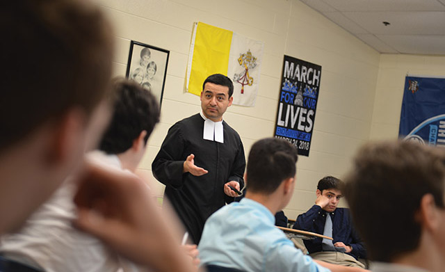 Vision 2022 Dowling 2 Prayer set in motion Brother Arturo Martínez Del Castillo, F.S.C. gives a classroom presentation.
