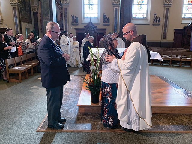 Vision 2023 Duriga 3 A priest (who’s been there) responds to the pain of addiction The newly ordained Father M.J. Groark, O.F.M.Cap. performs his first priestly blessing upon his mother, Anna.