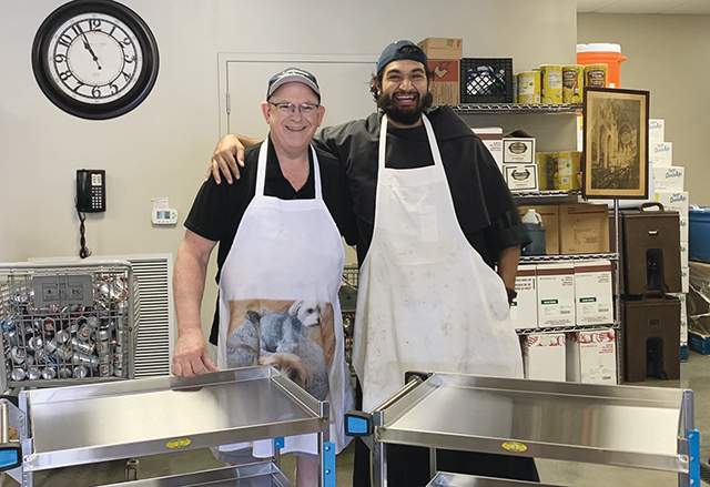 Vision 2024 Francois Serrano 7 Religious life: The call continues Some 400 meals per day are served with a smile at the Franciscan Kitchen in Louisville, Kentucky. Pictured here are Chuck Mattingly, executive director (left) and Brother Jaime Zaragoza, O.F.M.Conv.