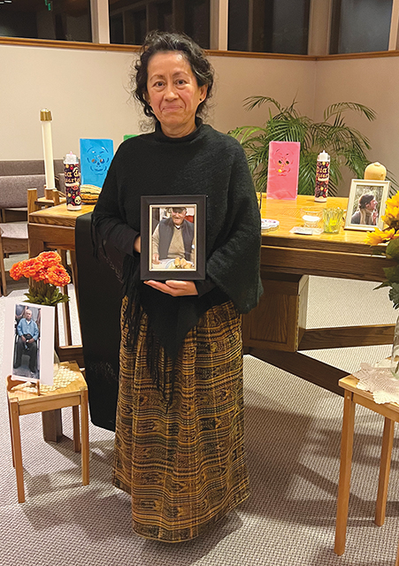 Vision 2024 Spotlight 3 Religious communities have deep and diverse roots Sister Paz Vital, O.S.B. before her community’s Day of the Dead altar.