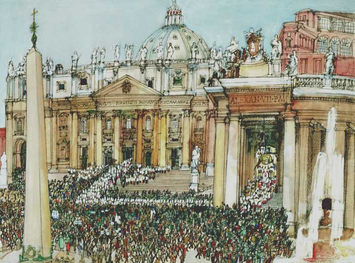 Vatican procession by Franklin McMahon Vatican painting by Franklin McMahon